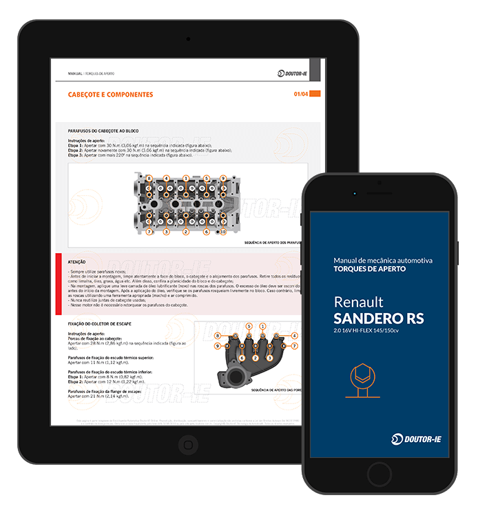 Ebook manual completo em PDF de torques de aperto do Renault Sandero RS 2.0 16V